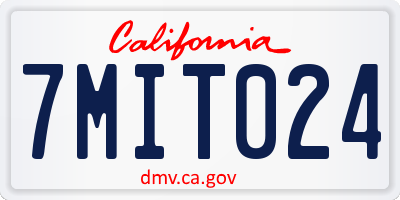 CA license plate 7MIT024