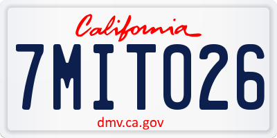 CA license plate 7MIT026