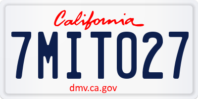 CA license plate 7MIT027