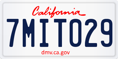 CA license plate 7MIT029