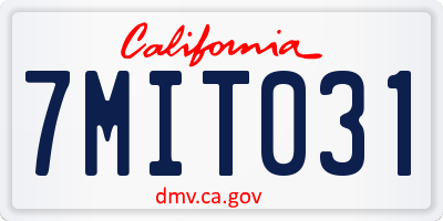 CA license plate 7MIT031