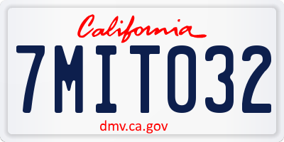 CA license plate 7MIT032
