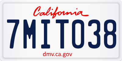 CA license plate 7MIT038