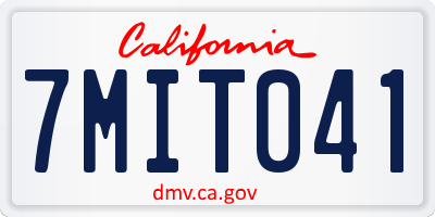 CA license plate 7MIT041