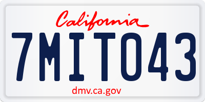 CA license plate 7MIT043