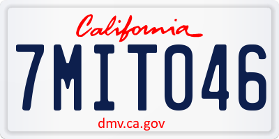 CA license plate 7MIT046