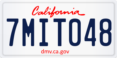 CA license plate 7MIT048