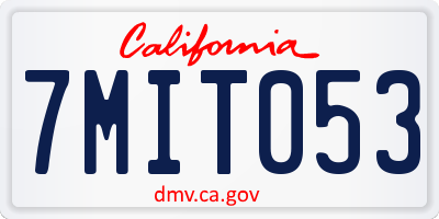 CA license plate 7MIT053