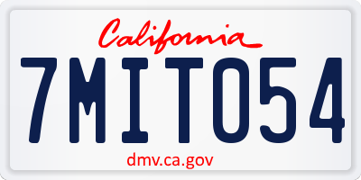 CA license plate 7MIT054