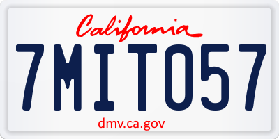 CA license plate 7MIT057