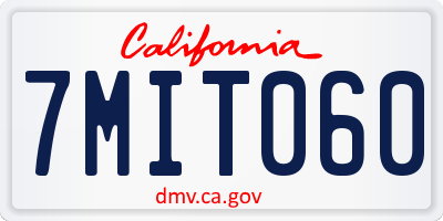 CA license plate 7MIT060