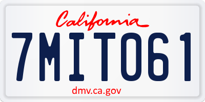 CA license plate 7MIT061
