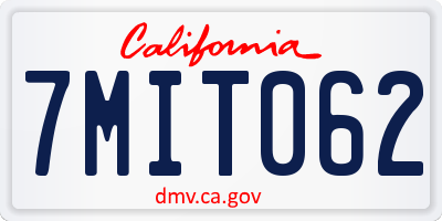 CA license plate 7MIT062