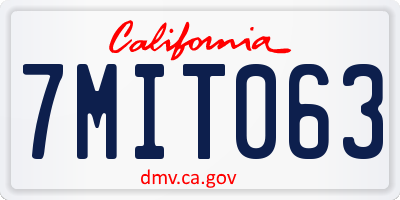 CA license plate 7MIT063