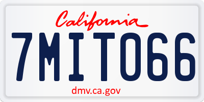 CA license plate 7MIT066