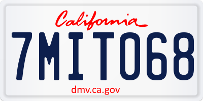 CA license plate 7MIT068