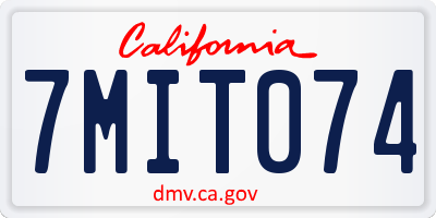 CA license plate 7MIT074