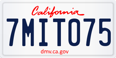 CA license plate 7MIT075