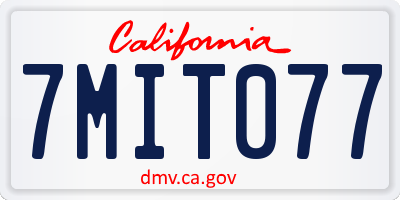 CA license plate 7MIT077