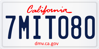 CA license plate 7MIT080