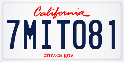 CA license plate 7MIT081