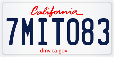 CA license plate 7MIT083