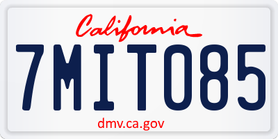 CA license plate 7MIT085
