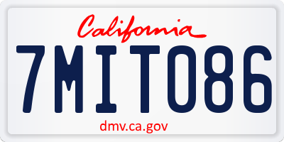 CA license plate 7MIT086