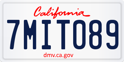 CA license plate 7MIT089