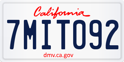 CA license plate 7MIT092