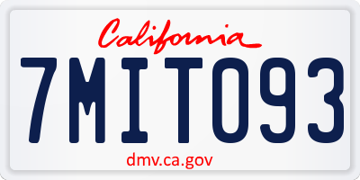 CA license plate 7MIT093