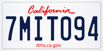 CA license plate 7MIT094