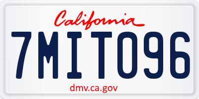 CA license plate 7MIT096