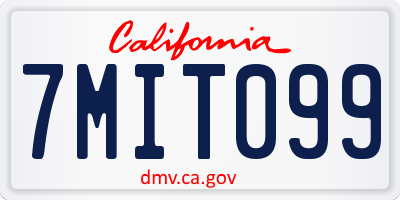 CA license plate 7MIT099