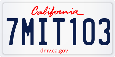 CA license plate 7MIT103