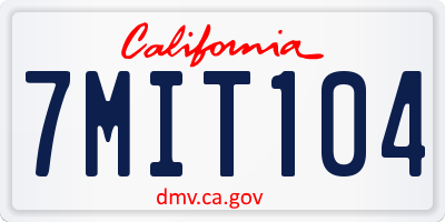 CA license plate 7MIT104