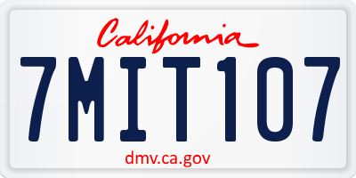 CA license plate 7MIT107