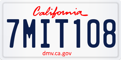 CA license plate 7MIT108