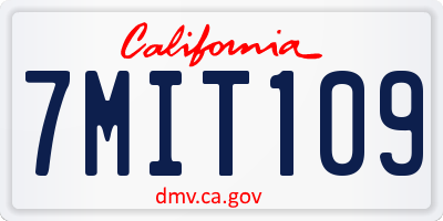 CA license plate 7MIT109