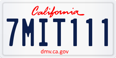CA license plate 7MIT111