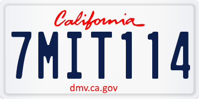 CA license plate 7MIT114