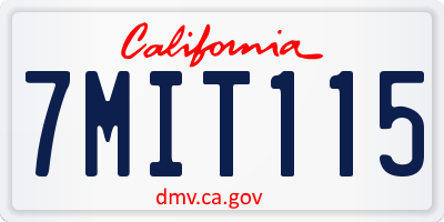 CA license plate 7MIT115