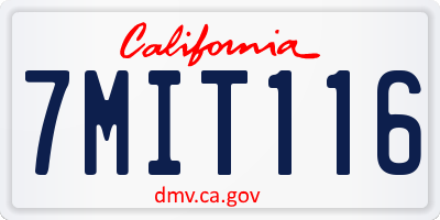 CA license plate 7MIT116