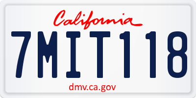 CA license plate 7MIT118