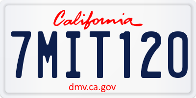 CA license plate 7MIT120