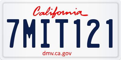 CA license plate 7MIT121