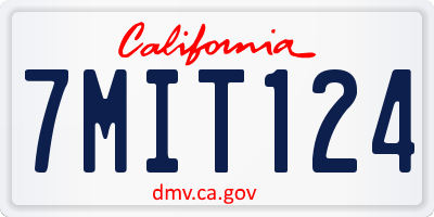CA license plate 7MIT124