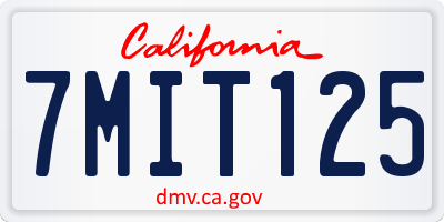CA license plate 7MIT125