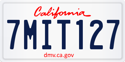 CA license plate 7MIT127
