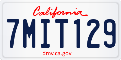 CA license plate 7MIT129
